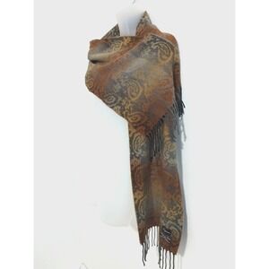 Cajon Women's Scarf Made In Italy Paisley‎ Fringe Soft Earth Tone Fall Cozy